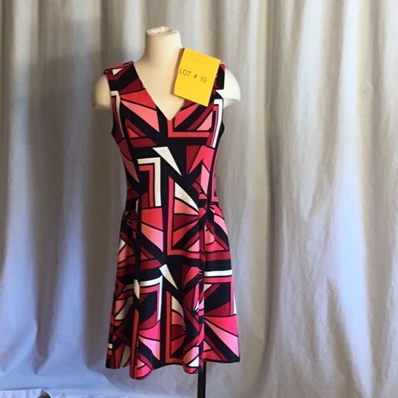 Sleeveless 6 dress in geo pattern by WORTHINGTON - Picture 1 of 8
